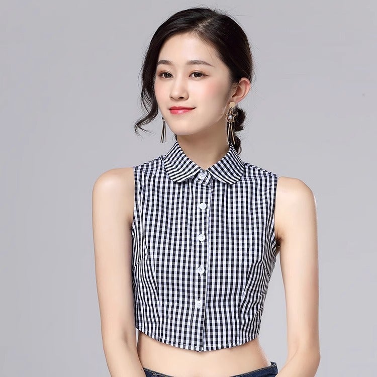 Plaid Fake Collar Pointed Collar Casual Korean Style Collar Unisex Sweater Base Fake Collar - Image 5