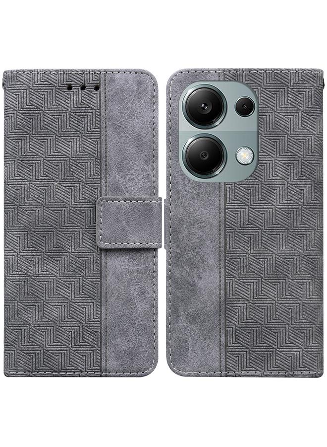 Case For Xiaomi Poco M6 Pro 4G Geometric Embossed Leather Phone Case