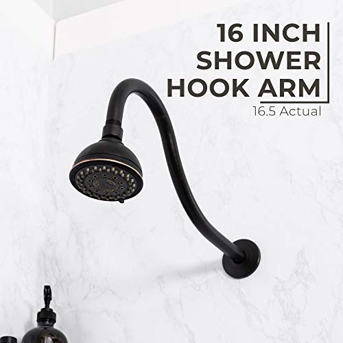 JS Jackson Supplies Shower Head Extension Arm by JS Jackson Supplies, 16 inch Assembled Length, High Arc Long Extender Pipe, Great for Rain Fall Showerhead, Oil Rubbed Bronze Finish - Image 2