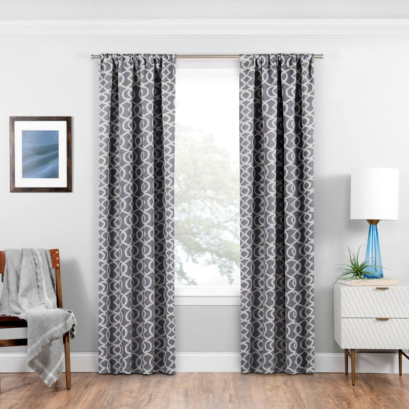 ECLIPSE Room Darkening Curtains for Bedroom  Isanti 37 x 84 Thermal Insulated Single Panel Rod Pocket Light Blocking Curtains for Living Room Grey