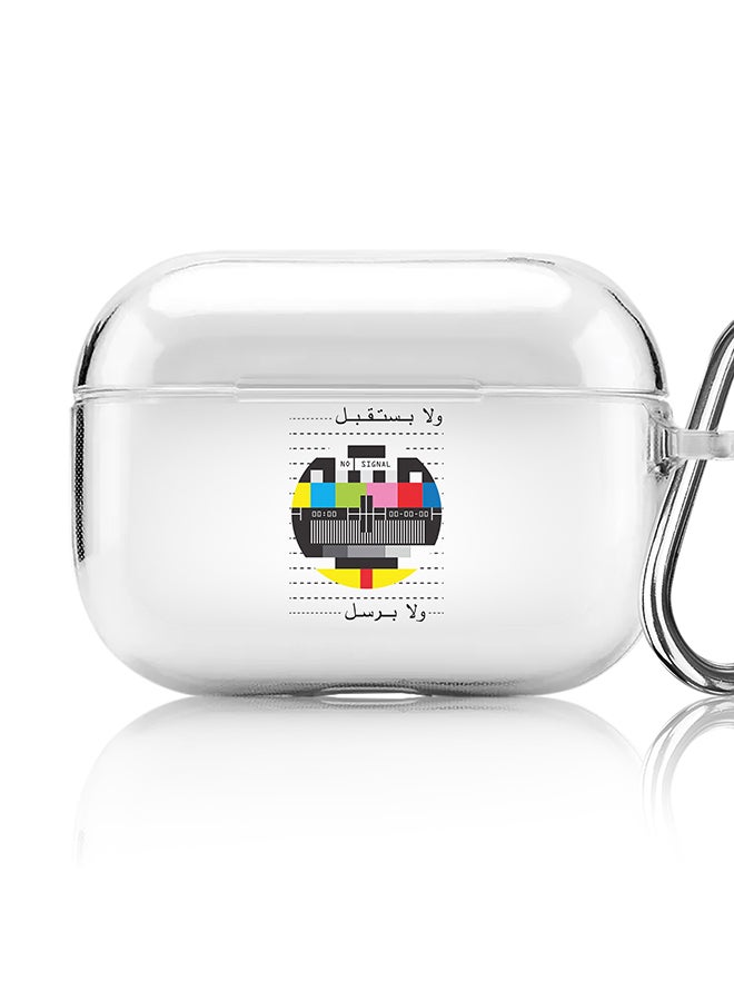 Stylizedd Classic Clear printed Case for Apple AirPods Pro 2nd Generation Thin Transparent Cover [Designed for Apple AirPods Pro 2nd Generation] - No Signal Arabic - Image 1