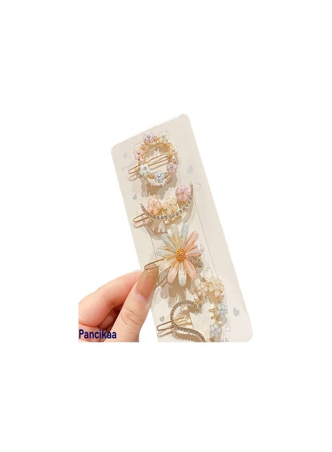 PANCIKAA Metal Hair Clips Barrettes Pins for Women Geometric Shape Hollow Hairpin Korean Clips Hair Clip Clamps,Pearl Metal Clips for Girls Multicolor (Combo Pack of 4 exact Design) - Image 1