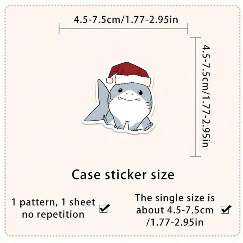 52 Pcs Mixed Colors Cute Cartoon Shark Themed Vinyl Stickers For Decorating Laptop Cases Phone Decals And Holiday Gifts - Image 2