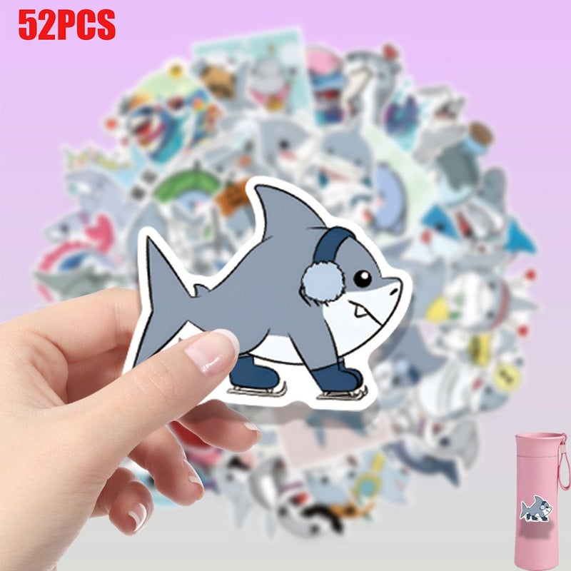 52 Pcs Mixed Colors Cute Cartoon Shark Themed Vinyl Stickers For Decorating Laptop Cases Phone Decals And Holiday Gifts - Image 4