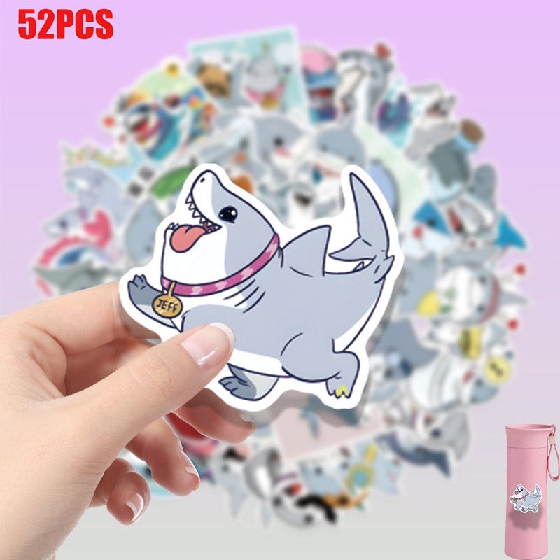 52 Pcs Mixed Colors Cute Cartoon Shark Themed Vinyl Stickers For Decorating Laptop Cases Phone Decals And Holiday Gifts - Image 3
