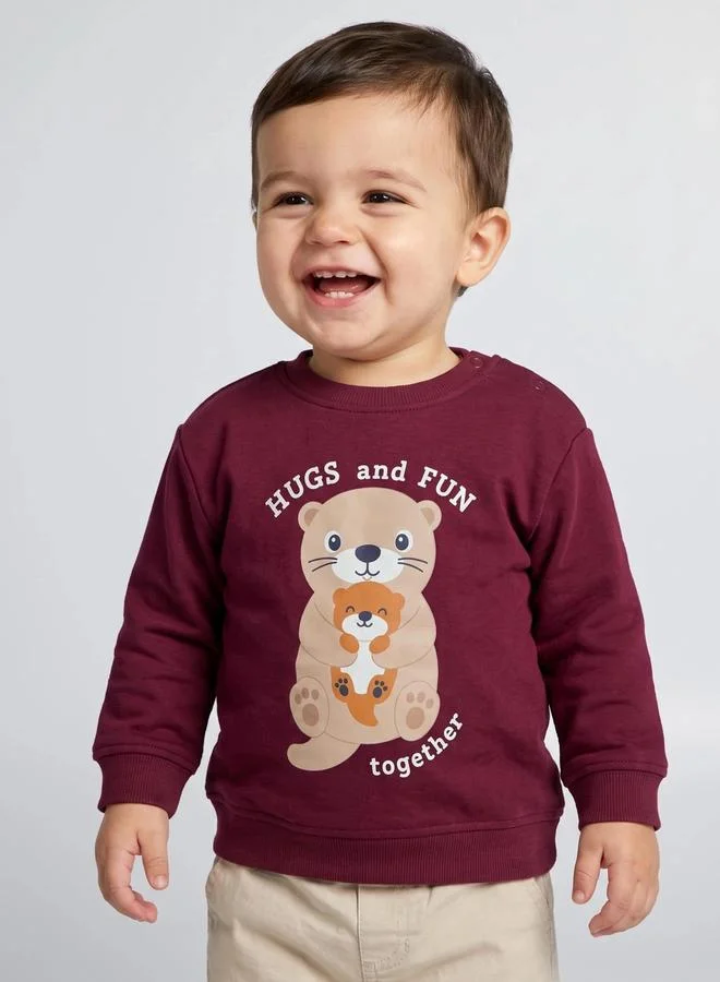Styli Baby Boy Burgundy Graphic Print Regular Fit Sweatshirt