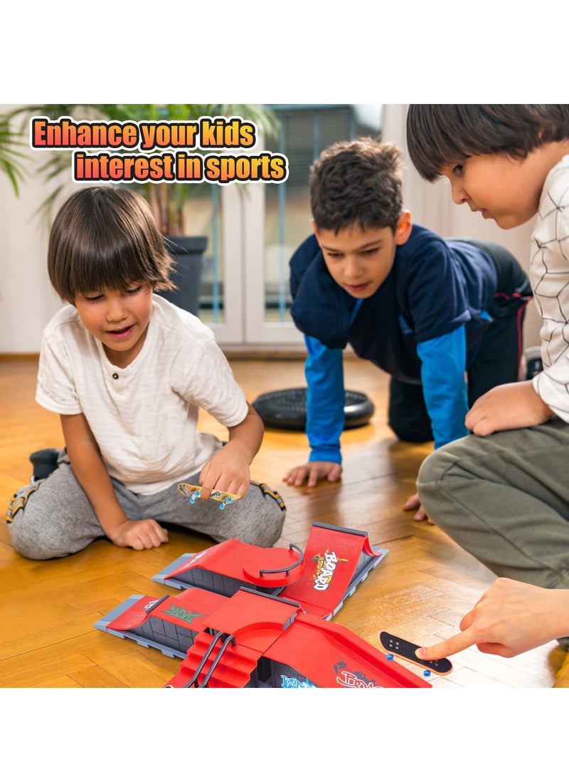 KASTWAVE Finger Skateboard Ramp Set, Mini Finger Skateboard and Ramp Accessories Set, Props Deck Track Ultimate Park Set, Ramps Fingerskate Toy Set for Kids Birthday Gift (A) - Image 5
