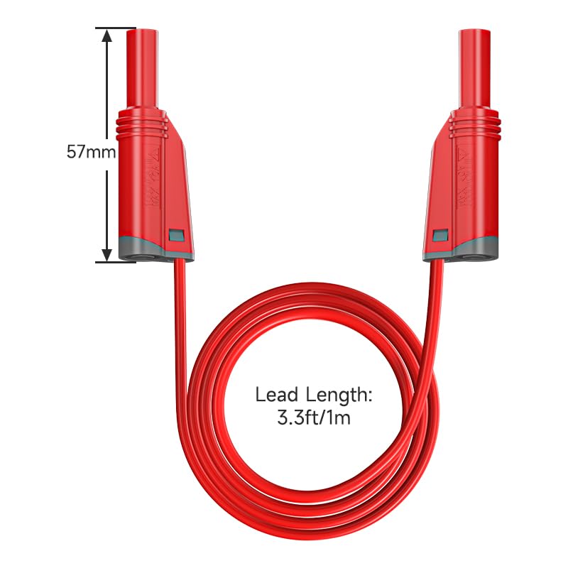 Goupchn 5PCS Banana Plug Silicone Test Leads 4mm Fully Insulated Safety Shrouded Stackable Banana Plug Soft Wire Extension Cable for Multimeter - Image 2