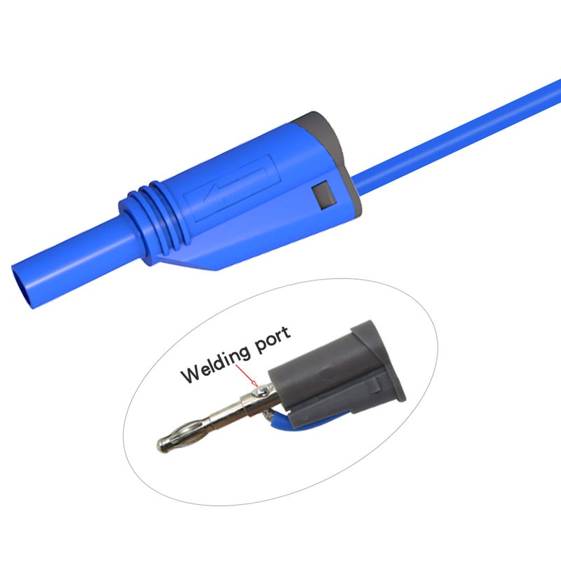 Goupchn 5PCS Banana Plug Silicone Test Leads 4mm Fully Insulated Safety Shrouded Stackable Banana Plug Soft Wire Extension Cable for Multimeter - Image 4