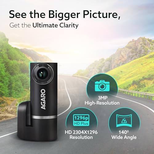 AGARO Alpha Car Dash Camera, Dashboard Recorder, 3MP, 140 Degree Wide Angle, F2.1 Aperture, Full HD, Voice Recorder, 128 GB Micro SD Card Support, Night Vision, G Sensor, Wifi, Loop Recording, DIY Set Up - Image 3