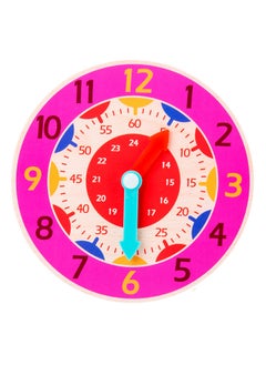 Generic Rose Red Wooden Cognitive Clock Improves Observation Teaching Clock Educational Toy Suitable For 4 To 6 Years Old Children Clock  - Image 1