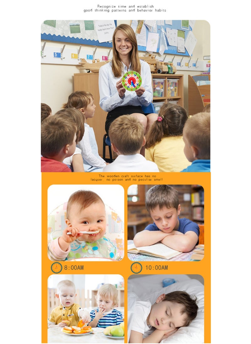 Generic - Rose Red Wooden Cognitive Clock Improves Observation Teaching Clock Educational Toy Suitable For 4 To 6 Years Old Children Clock - Image 1