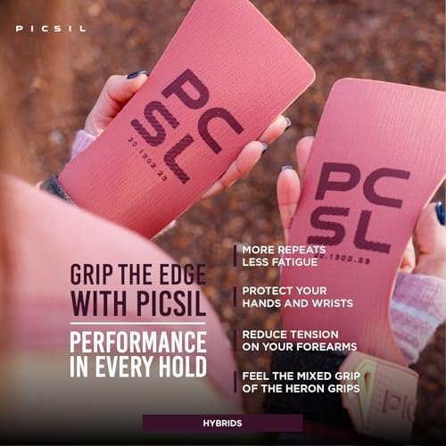 PICSIL - Heron Grips + Wristbands + Carry Bag | Full Hand Protection for Crosstraining & Gym | Use Without Chalk | Hybrid Grip with PU, Aramid & Microfiber | Unisex, Canyon, G+ - Image 3