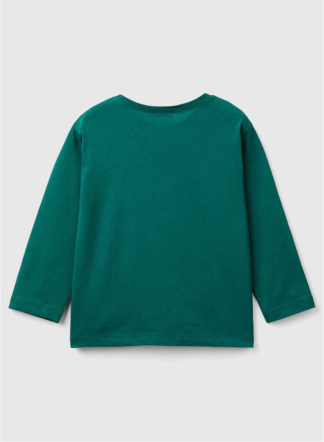 Benetton Boys Printed Long Sleeve T-Shirt - Image 2