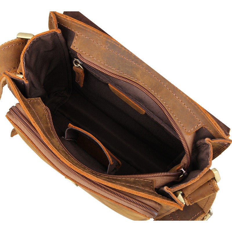 Vintage Genuine Leather Large Capacity Crossbody Bag Niche Simple Crazy Horse Leather Men'S Bag Cowhide Men'S Shoulder Bag Men'S - Image 5