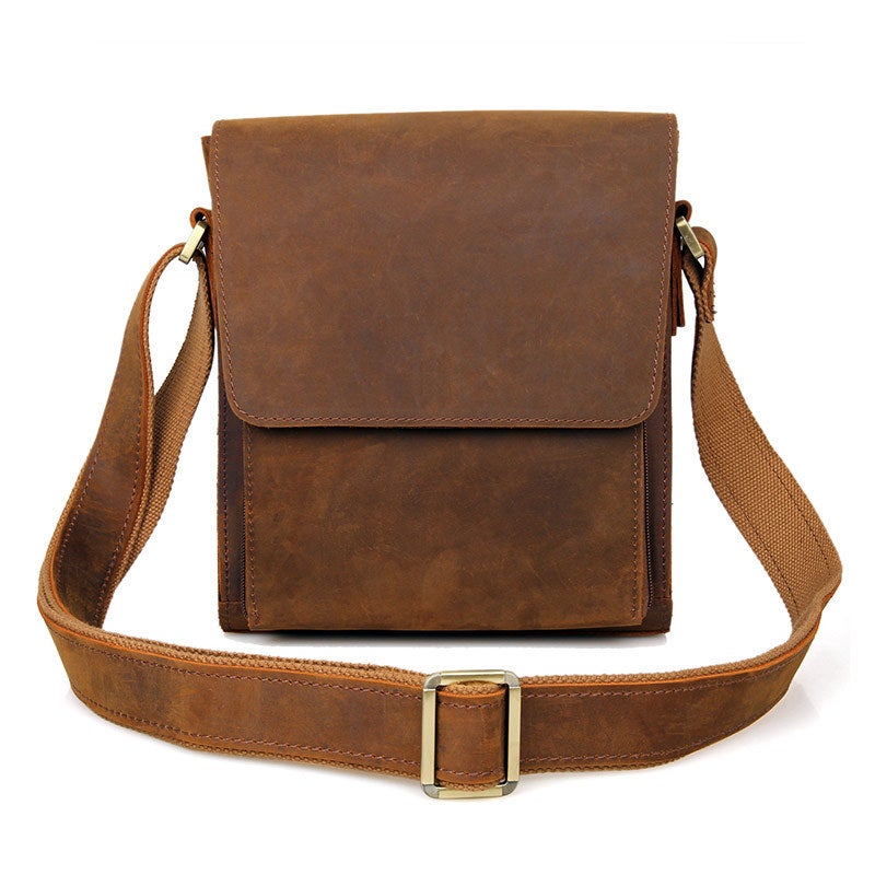 Vintage Genuine Leather Large Capacity Crossbody Bag Niche Simple Crazy Horse Leather Men'S Bag Cowhide Men'S Shoulder Bag Men'S - Image 3