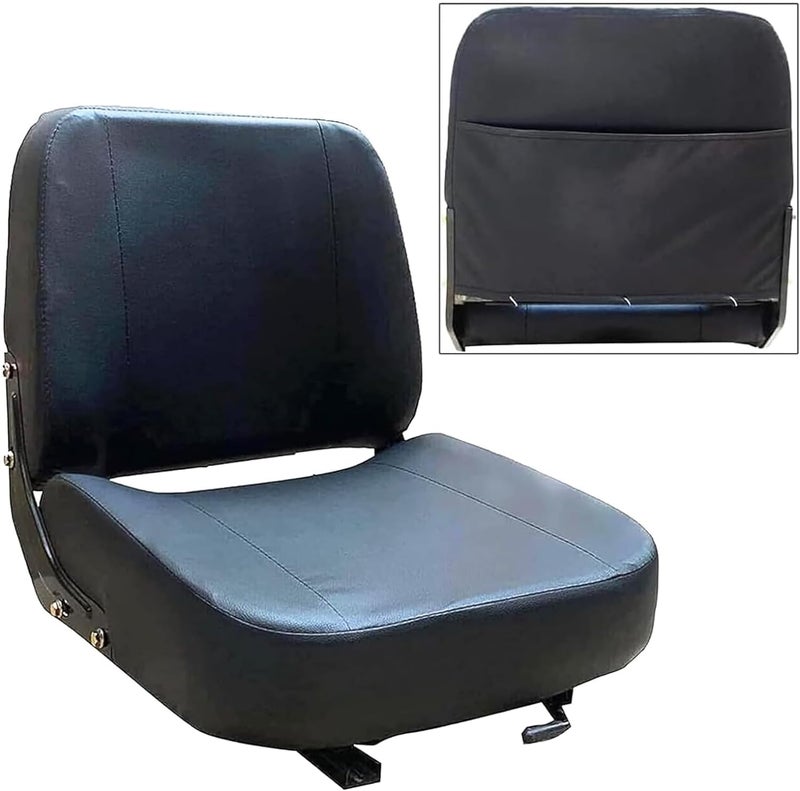 MECCTP Adjustable Forklift Seat - Universal PU Leather Tractor Seat with Slide Track and Tool Bag - Image 1