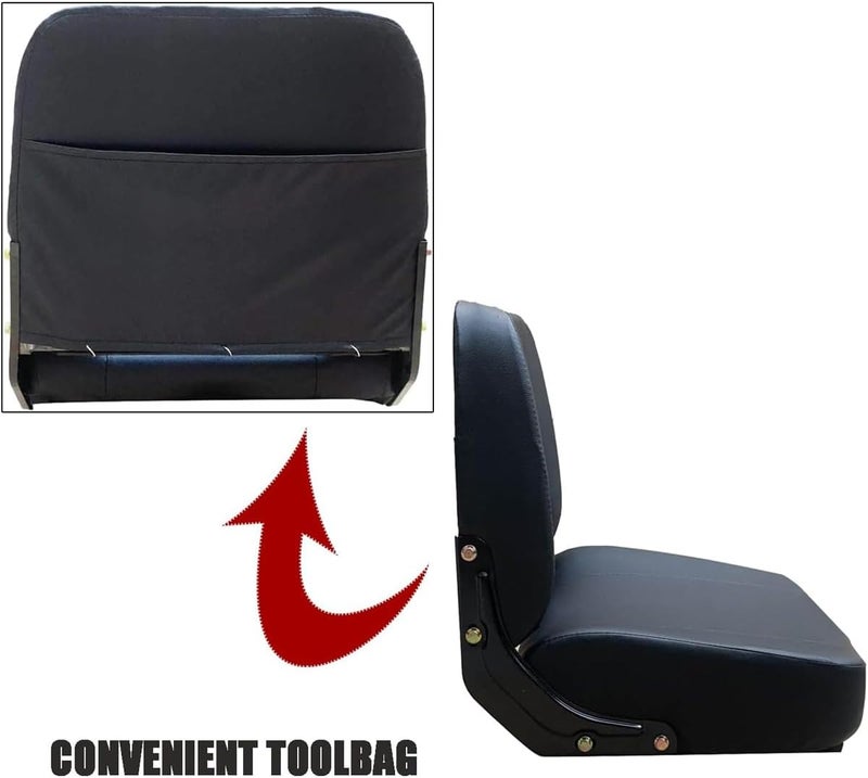 MECCTP Adjustable Forklift Seat - Universal PU Leather Tractor Seat with Slide Track and Tool Bag - Image 4