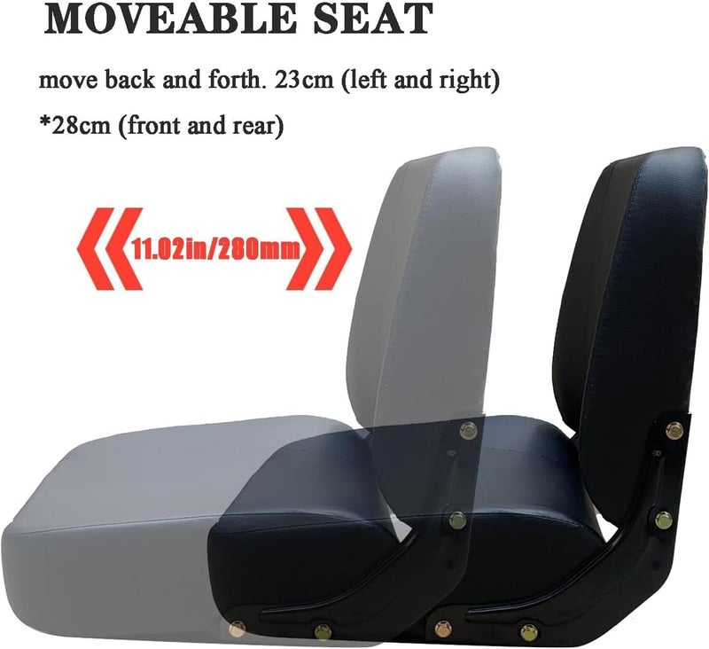 MECCTP Adjustable Forklift Seat - Universal PU Leather Tractor Seat with Slide Track and Tool Bag - Image 3