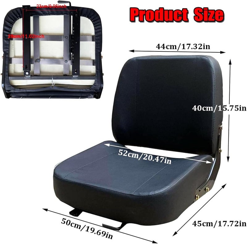 MECCTP Adjustable Forklift Seat - Universal PU Leather Tractor Seat with Slide Track and Tool Bag - Image 2