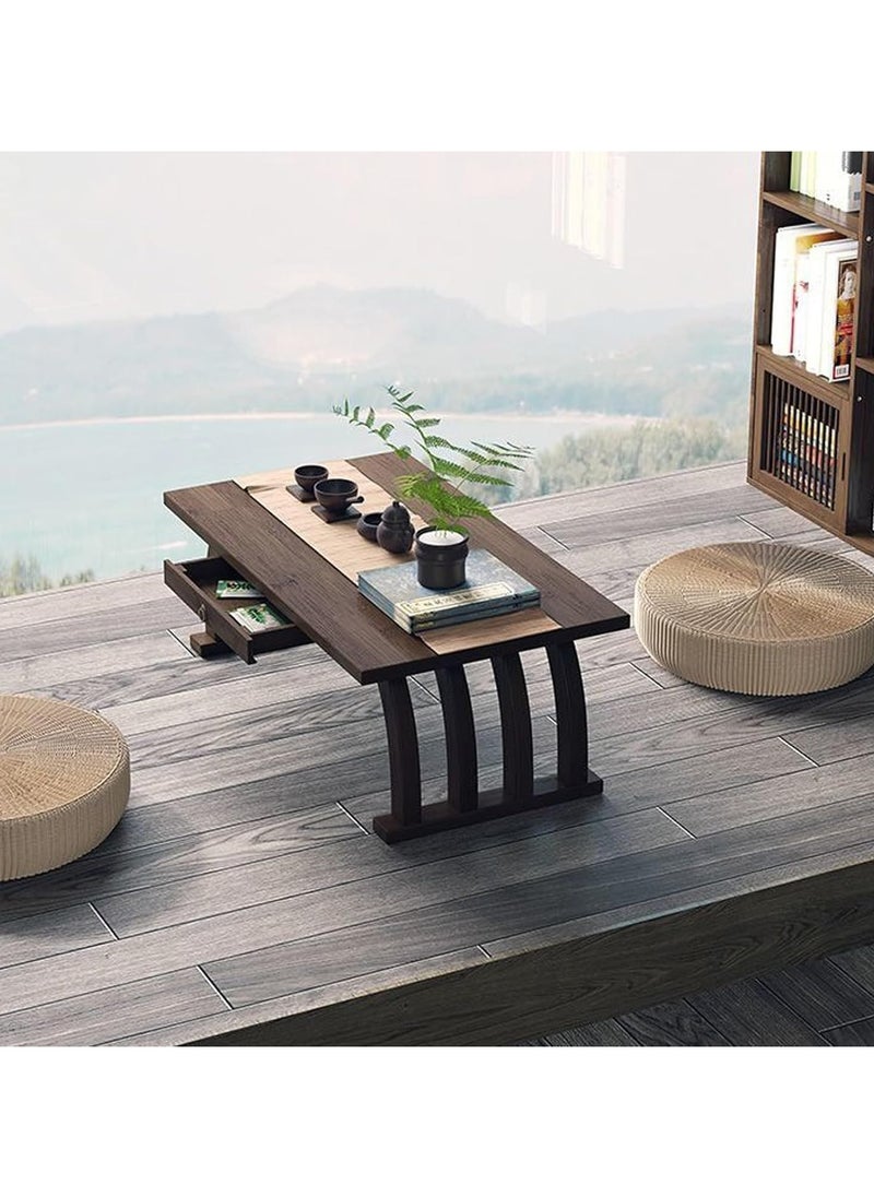 DubaiGallery Japanese Floor Table with Drawer, Low Altar Table For Meditation, Tatami Coffee Table, Small Tea Table For Floor Sitting, For Dining & Spiritual Practices  - Image 4