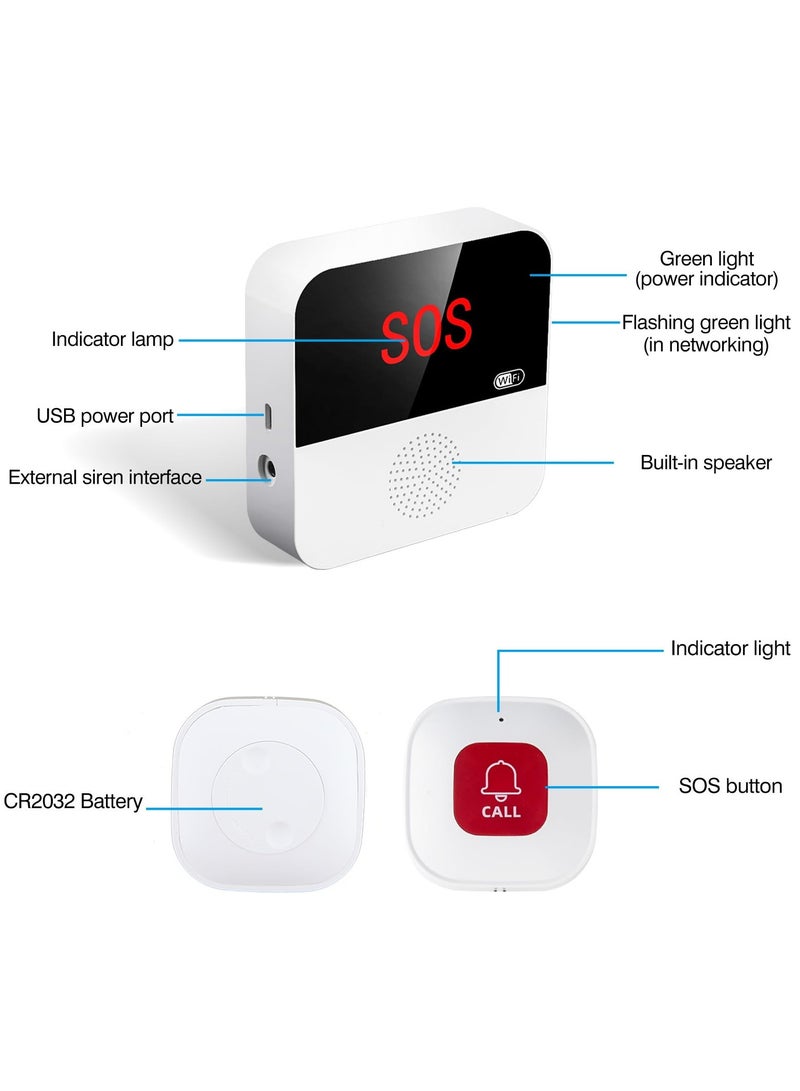 GGOOT Elderly Monitoring, Caregiver rs Life Alert Systems for Seniors, 1 Receiver  2 Panic on, Compatible with Tuya Smart Smart Life APP, WiFi - Image 3