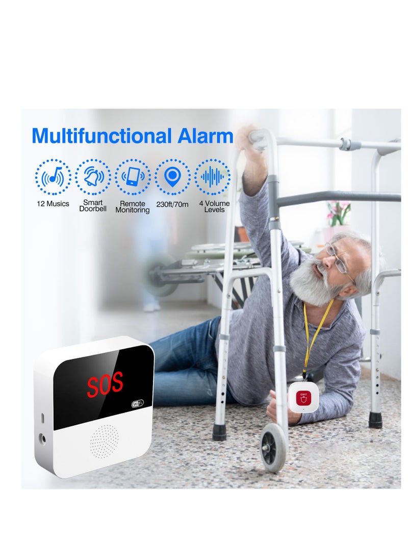 GGOOT Elderly Monitoring, Caregiver rs Life Alert Systems for Seniors, 1 Receiver  2 Panic on, Compatible with Tuya Smart Smart Life APP, WiFi - Image 4