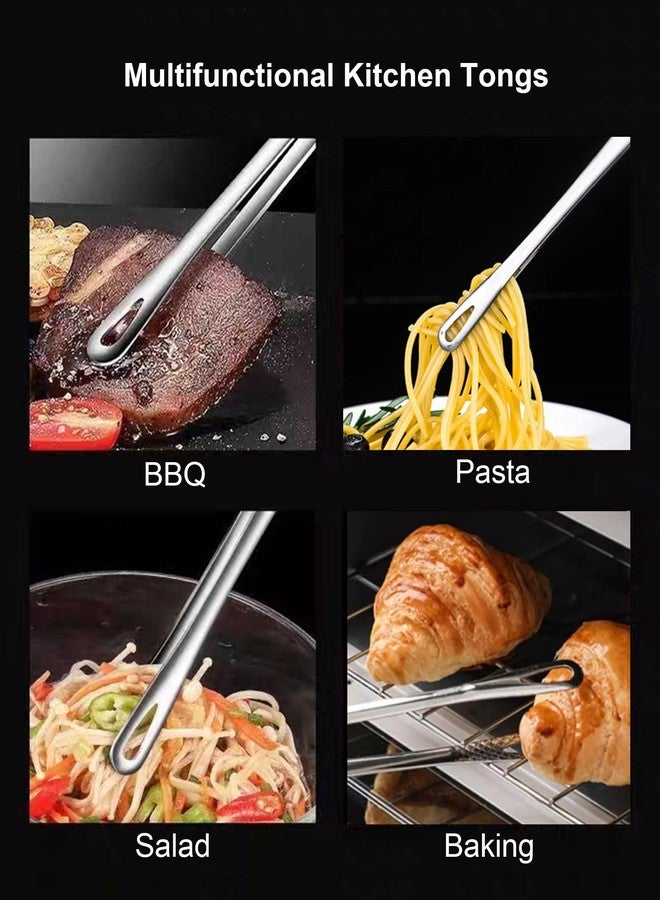 PHOJEWI 4 Pcs 11 Inches Korean BBQ Tongs Stainless Steel Grill Tongs Cooking Tweezers Japanese Barbecue Tong Kitchen Tong For Cooking Pasta Salads Buffet Food Serving - Image 5