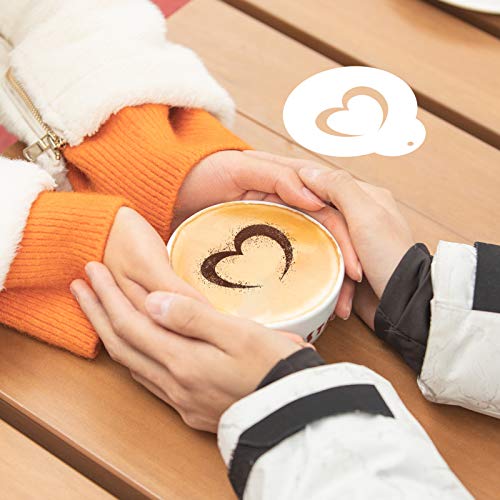 Konsait Coffee Stencil, 15 Pieces Latte Art Stencils for Coffee Decorations, Oatmeal Cupcake Cake Cappuccino Mousse Hot Chocolate Valentines Day - Image 3