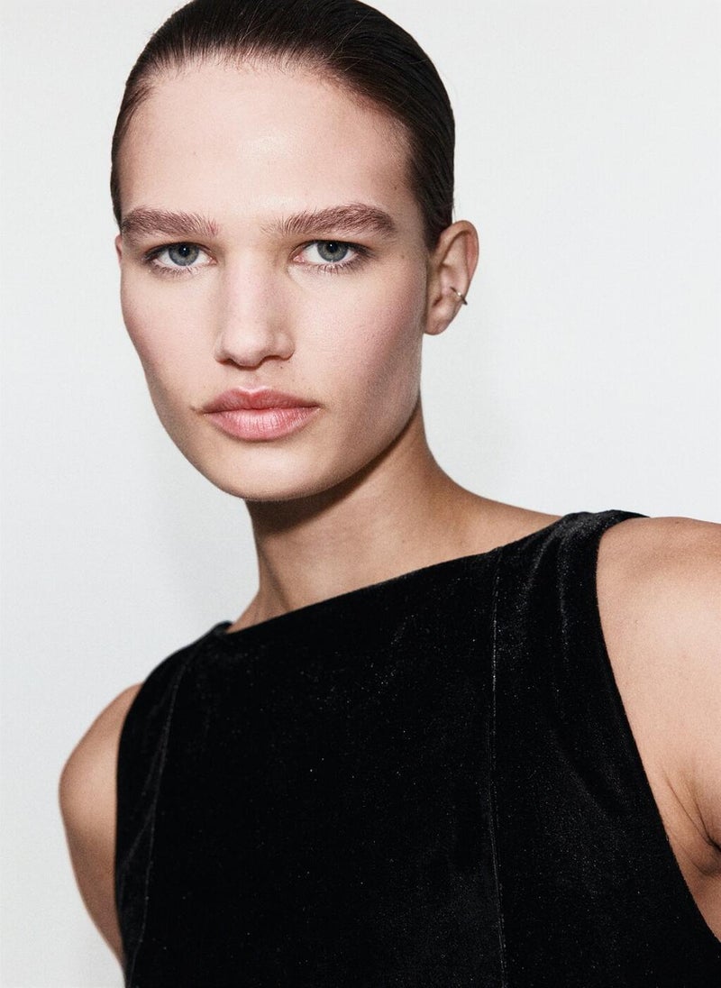 مانجو فستان مخملي ضيق - Image 4