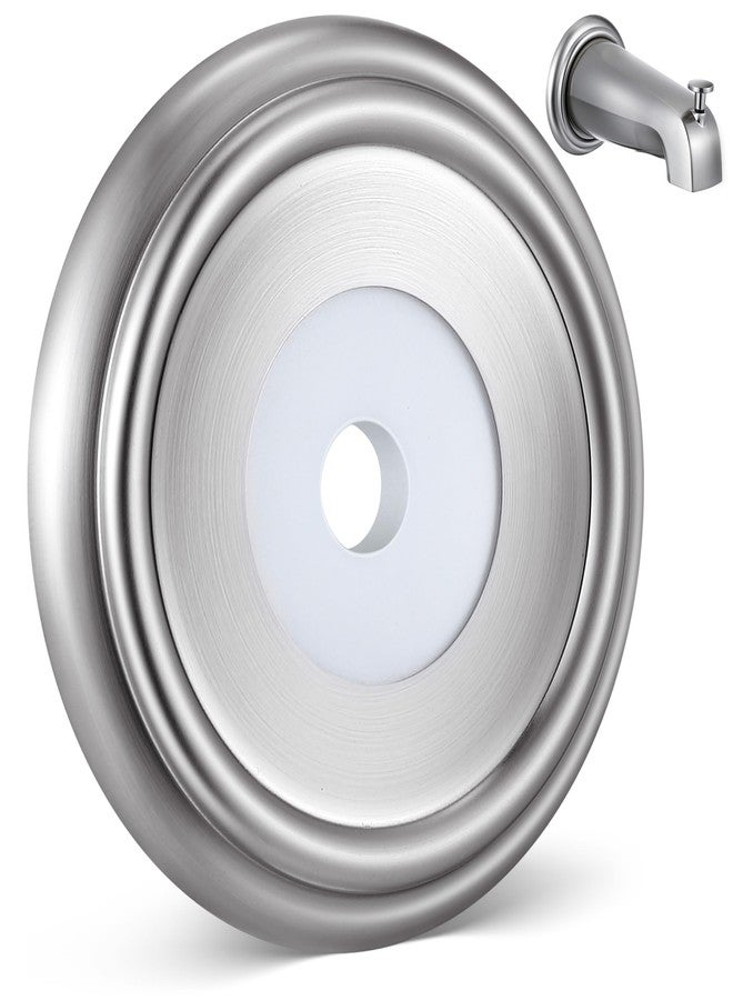 Dreyoo حلقة غطاء صنبور حوض الاستحمام المعدنية من Dreyoo، حلقة لوحة زخرفة صنبور حوض الاستحمام مع قطعة واحدة من حشية الرغوة، مقاس داخلي 1-1/2 بوصة وقطر خارجي 3-5/8 بوصة (نيكل مصقول) - Image 1