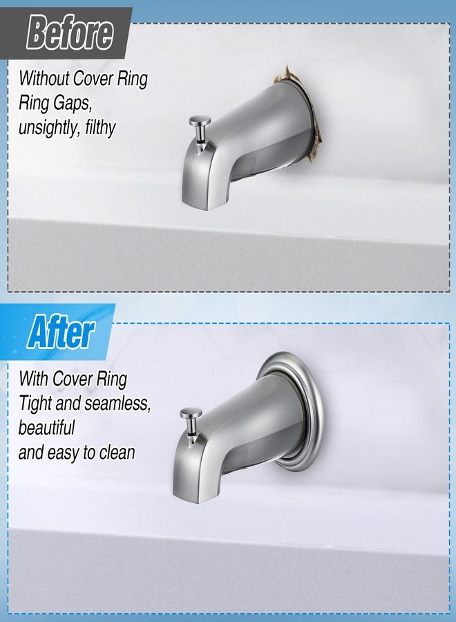 Dreyoo حلقة غطاء صنبور حوض الاستحمام المعدنية من Dreyoo، حلقة لوحة زخرفة صنبور حوض الاستحمام مع قطعة واحدة من حشية الرغوة، مقاس داخلي 1-1/2 بوصة وقطر خارجي 3-5/8 بوصة (نيكل مصقول) - Image 5