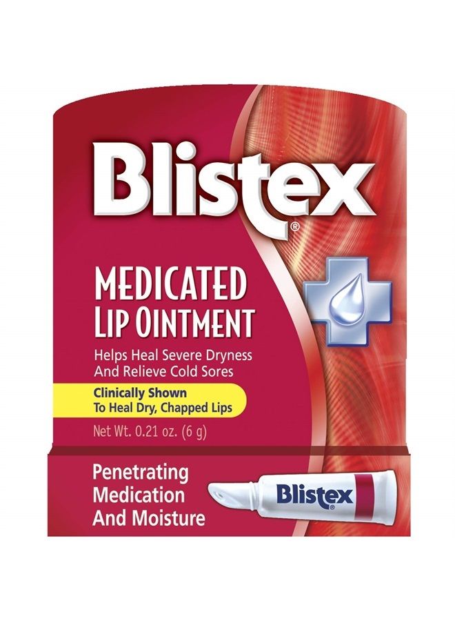 Blistex مرهم شفاه طبي، أنبوب 0.21 أونصة، عبوة من 24 – يخفف من قروح البرد ويساعد في شفاء الشفاه الجافة والمتشققة، تخفيف الألم من قروح الشفاه والبثور، مرهم شفاء - Image 1