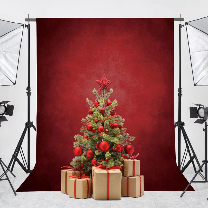 Haboke Abstract Professional Photography Backdrop for Portrait Photo Props Booth Background Photoshoot Studio with Polyester Fabric Roller Pocket on Top (8x10ft,Red,No Stand) - Image 2