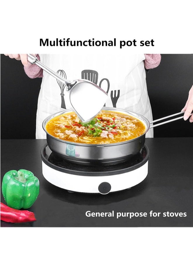 18 Pcs Stainless Steel Pots and Pan Set Kitchen Cookware Sets Stock Pot Steamer Set with Lids Nonstick Cookware Set with Kitchen Utensils and Tools for Home Camp Cooking