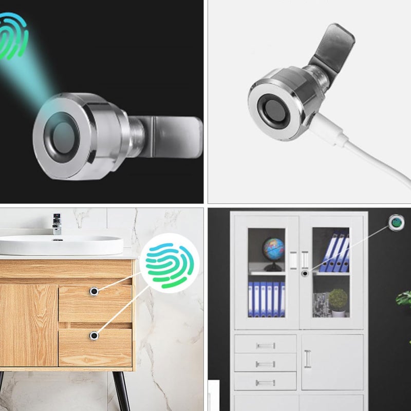USB Rechargeable Electronic Fingerprint Drawer Lock Metal Smart Cabinet Security Accessory - Image 4