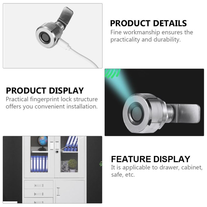 USB Rechargeable Electronic Fingerprint Drawer Lock Metal Smart Cabinet Security Accessory - Image 5