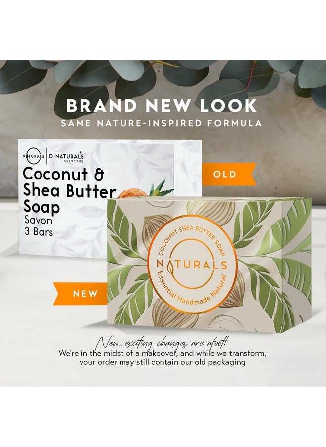 أو ناتشورالز مجموعة من 3 قطع صابون جوز الهند العضوي وزبدة الشيا من O NATURALS، وزن كل قطعة 4 أونصة - صابون نباتي 100%، مصنوع يدويًا باستخدام طريقة المعالجة الباردة، معطر، فاخر، أساسي - صابون طبيعي للرجال والنساء والوجه والجسم  - Image 4