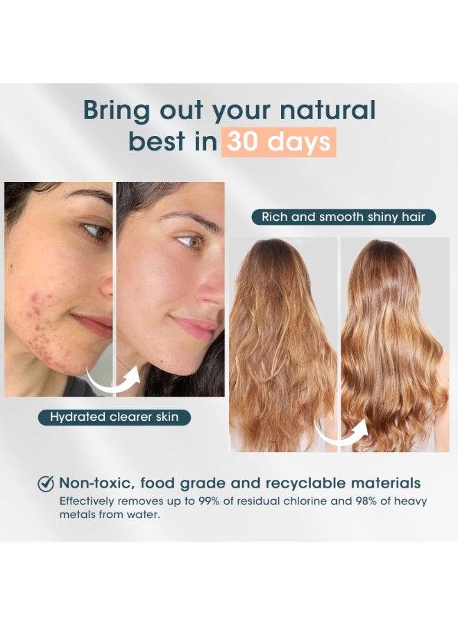 أداندو فلتر دش بديل من أداندو، قطعتان: KDF-55 وخرطوشة مزدوجة من كبريتات الكالسيوم - إزالة 99% من الكلور والحماية من المعادن الثقيلة - حماية مضادة للبكتيريا للبشرة والشعر - Image 3