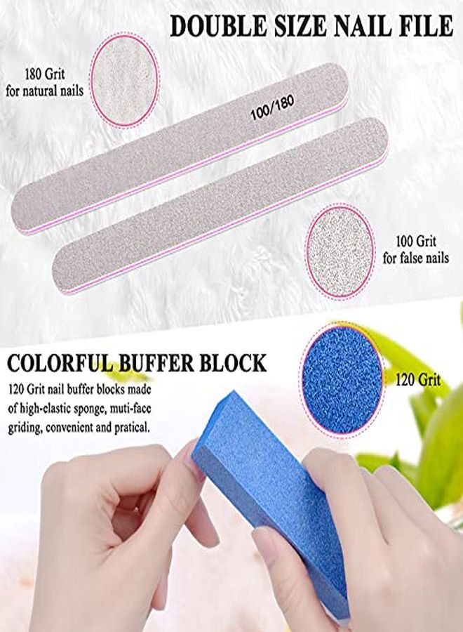 MORGLES Les And Buffers,Morgles Professional Manicure Tools 6Pcs Rectangular Nail Buffer Blocks 6Pcs 100/180 Grit Nail File 2Pcs Brush For Natural Acrylic Nails,14Pack(Multicolored) - Image 3