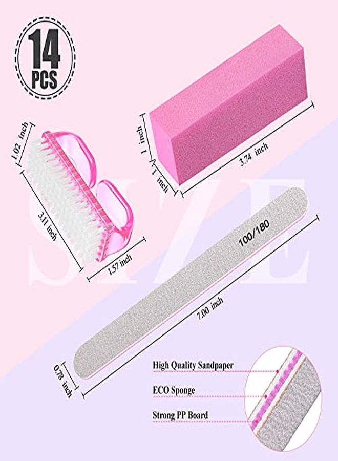 MORGLES Les And Buffers,Morgles Professional Manicure Tools 6Pcs Rectangular Nail Buffer Blocks 6Pcs 100/180 Grit Nail File 2Pcs Brush For Natural Acrylic Nails,14Pack(Multicolored) - Image 2