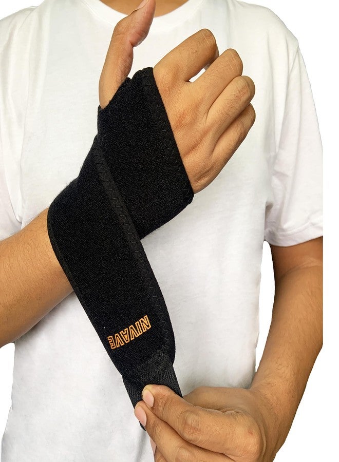 Nivave Wrist Support Brace Neoprene Stretchable with Thumb Loop, Pain Relief and Stability (Single PIece, 1, Black, One Size) - Image 1