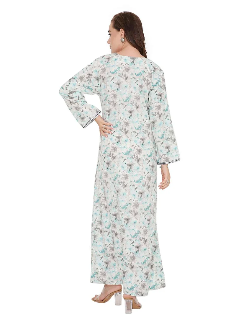 HANA & SARA BEAUTIFUL PRINTED LONG ARABIC KAFTAN FARASHA JALABIYA DRESSES