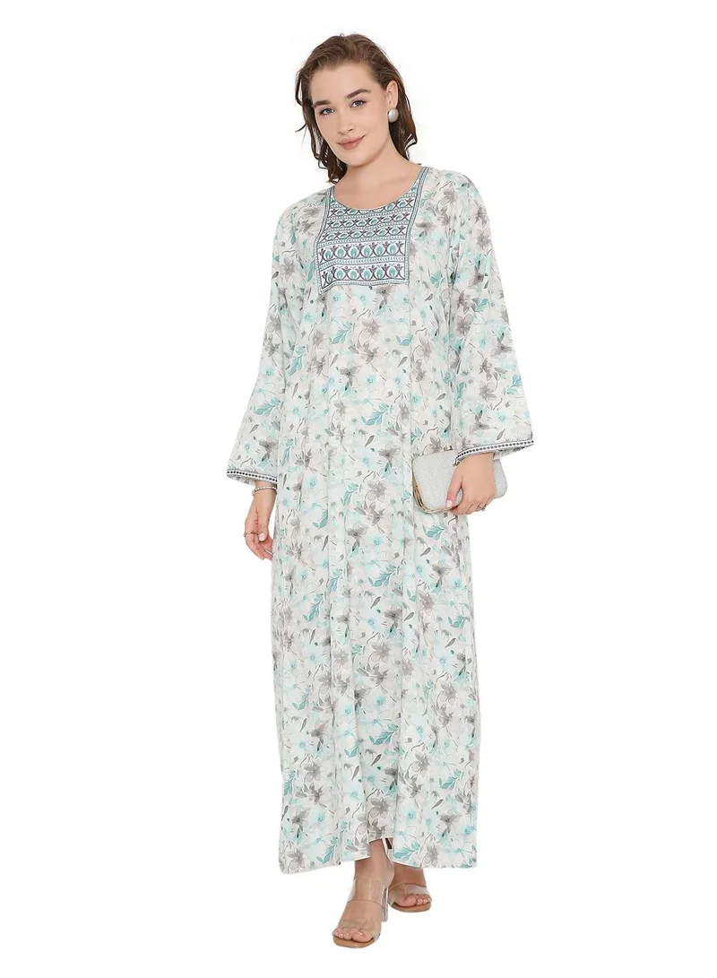 HANA & SARA BEAUTIFUL PRINTED LONG ARABIC KAFTAN FARASHA JALABIYA DRESSES