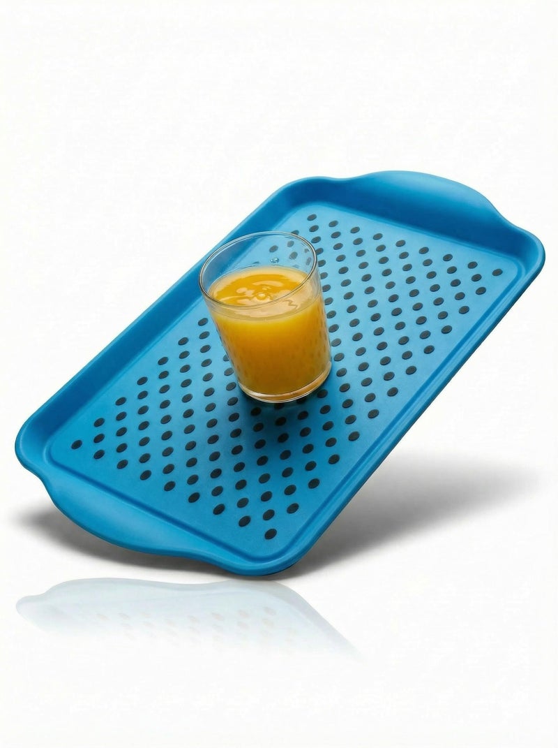 Freelance Anti Slip Serving Tray - 44 x 29 cm - Blue - Non-Slip Rubber Surface, Break-Resistant - Versatile Anti Skid PP Plastic Kitchen & Dining/Coffee Table Trays for Breakfast/Food/Tea - Image 5