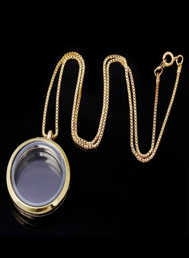 RUBYCA Living Memory Floating Charm Round Glass Locket Pendant Necklace 20 Inches 1pcs Gold Color - Image 2