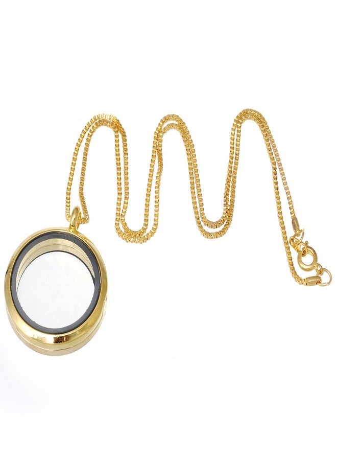RUBYCA Living Memory Floating Charm Round Glass Locket Pendant Necklace 20 Inches 1pcs Gold Color - Image 1