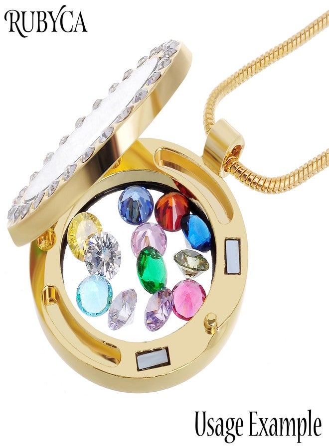 RUBYCA Living Memory Floating Charm Round Glass Locket Pendant Necklace 20 Inches 1pcs Gold Color - Image 5