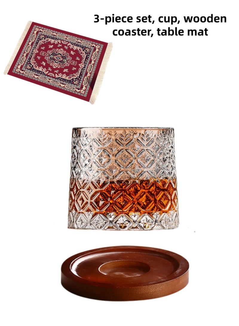Clear water, fruit juice, drink glass cups, coffee cups, with walnut wood base and a 27cm*17cm coaster, desk mat, mouse pad 3-piece set. - Image 1