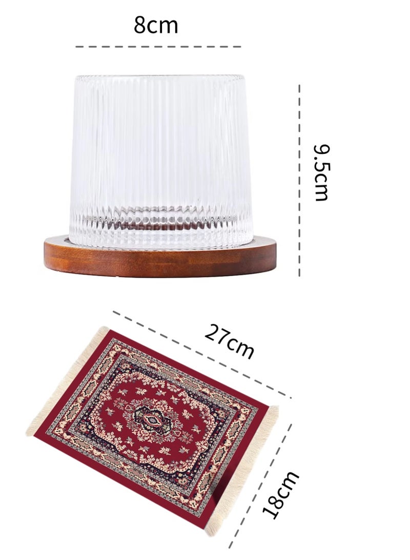 Clear water, fruit juice, drink glass cups, coffee cups, with walnut wood base and a 27cm*17cm coaster, desk mat, mouse pad 3-piece set. - Image 5